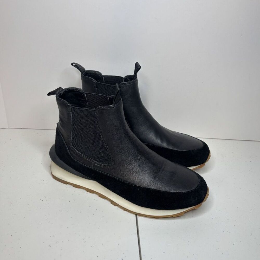 J/Slides Eddie Jogger Black Leather Sneaker Boots Womens Slip On Comfy Womens
